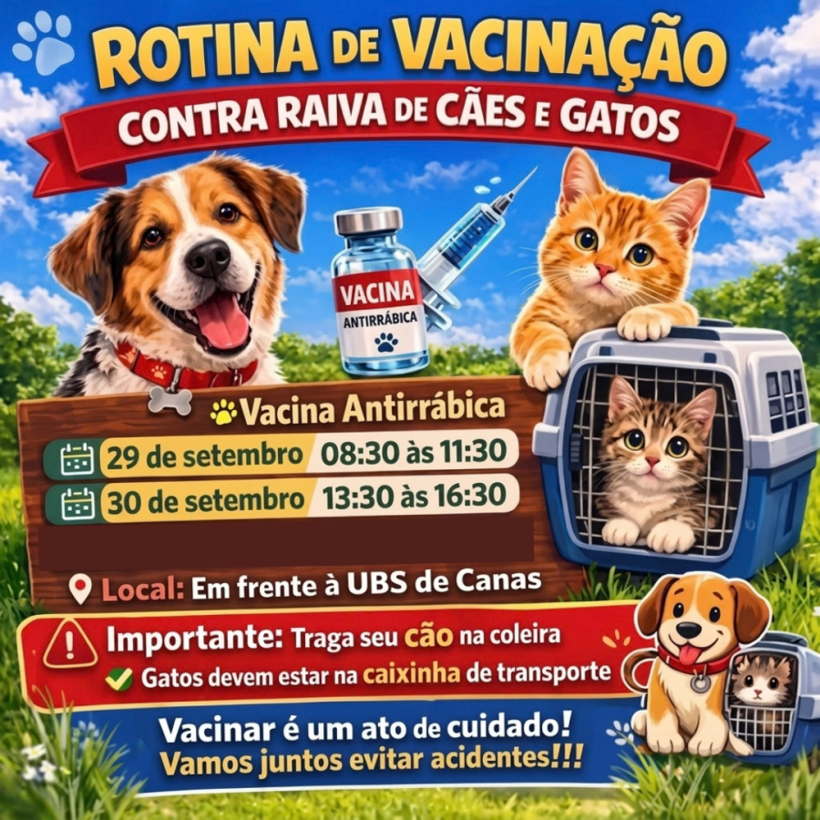 Vacinação contra a raiva de cães e gatos